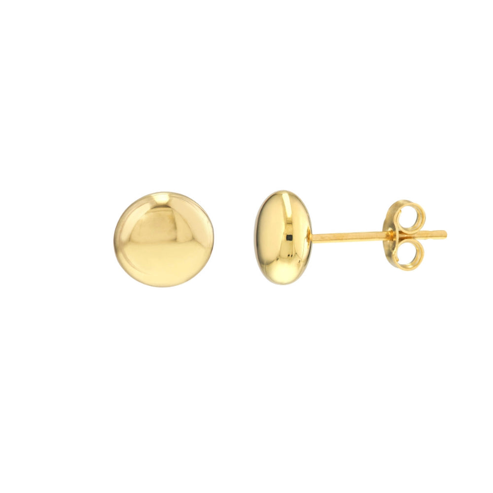 Stylish 14k Gold Flat Round 7mm Pebble Stud Earrings