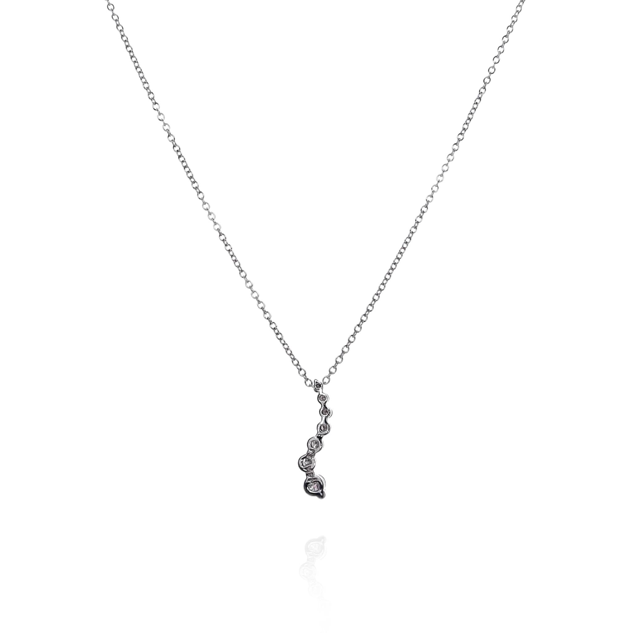 14k White Gold Adjustable S-Shape Diamond Pendant, 0.25 - 0.30ct