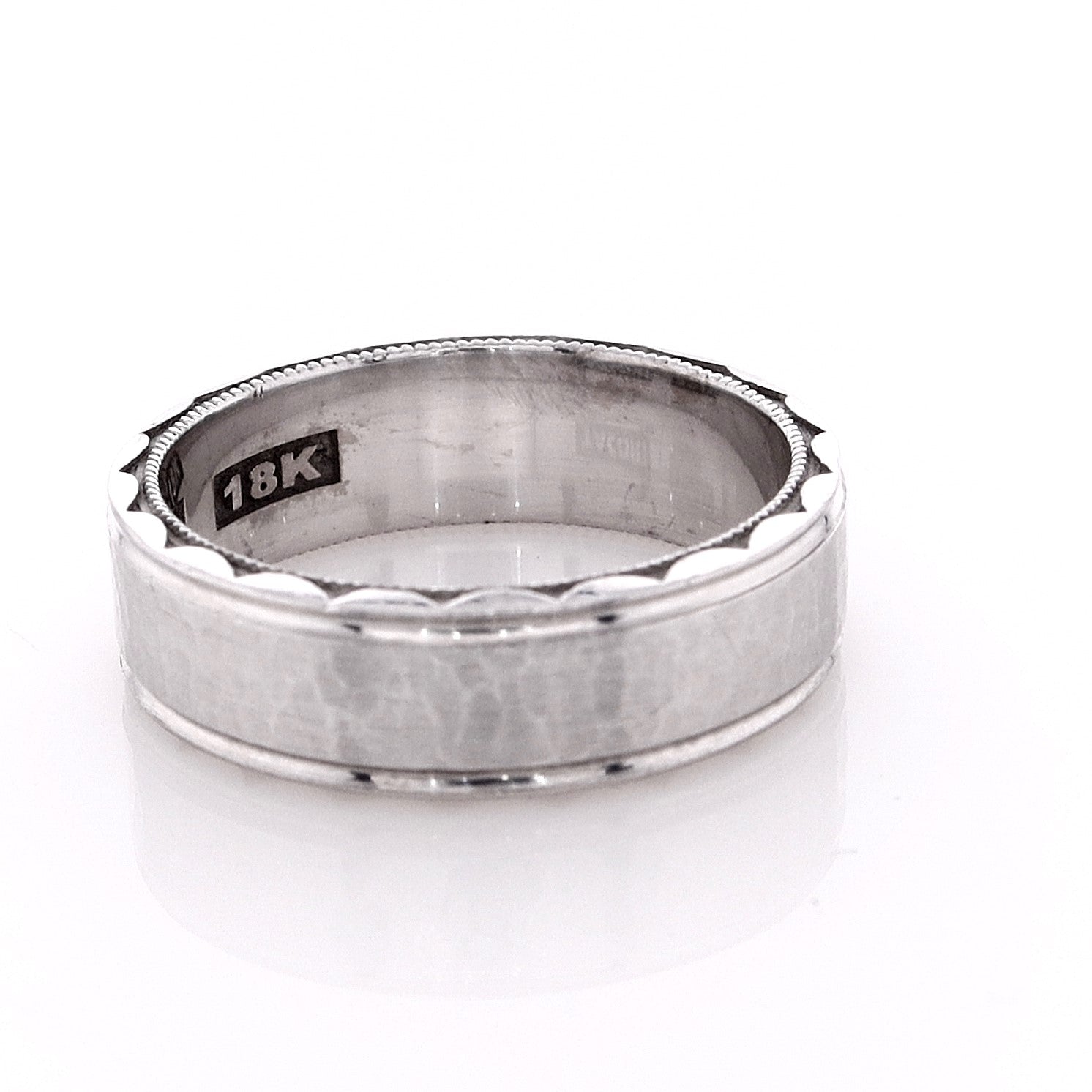 18K White Gold Hammered Men's Estate Tacori Wedding Band, Size 6.75