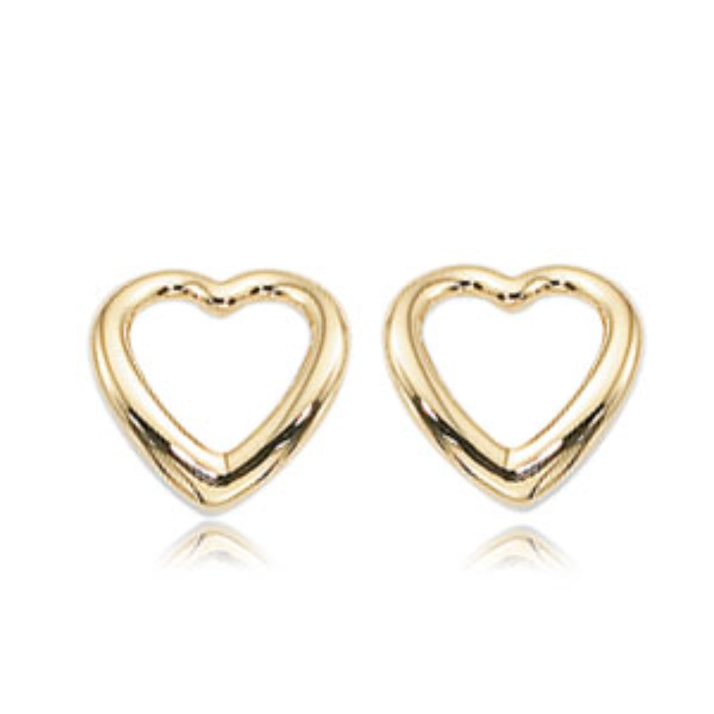 Stylish 14k Gold Stud Earrings in Open Heart Design