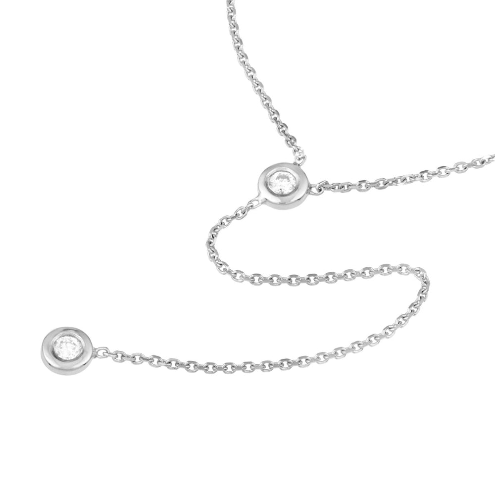 14k Gold Adjustable Diamond Y-Style Necklace with Two Diamonds