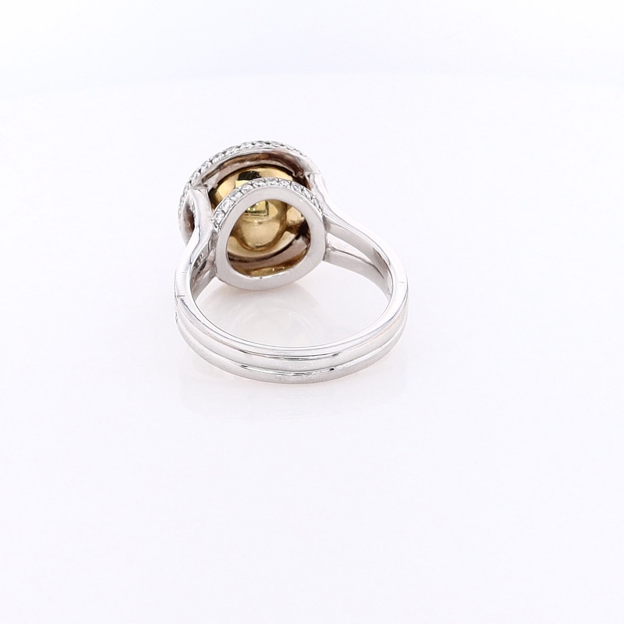 18K Two-Tone Martin Flyer Round Diamond Halo Engagement Ring, Size 6.25