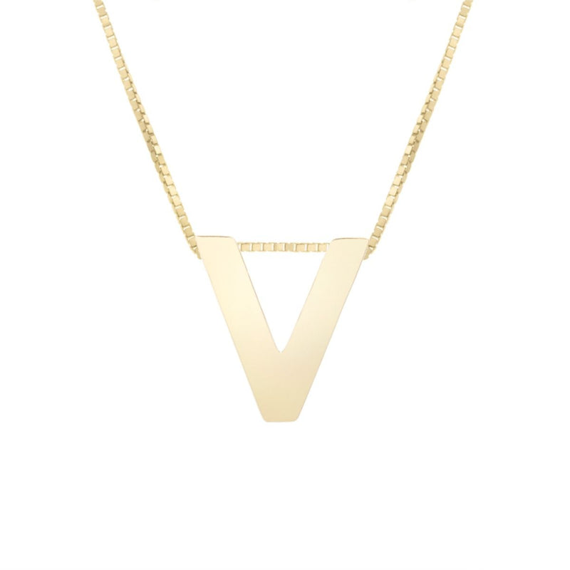 14K Gold Block Letter Initial Fashion Necklace - Available in ALL LETTERS