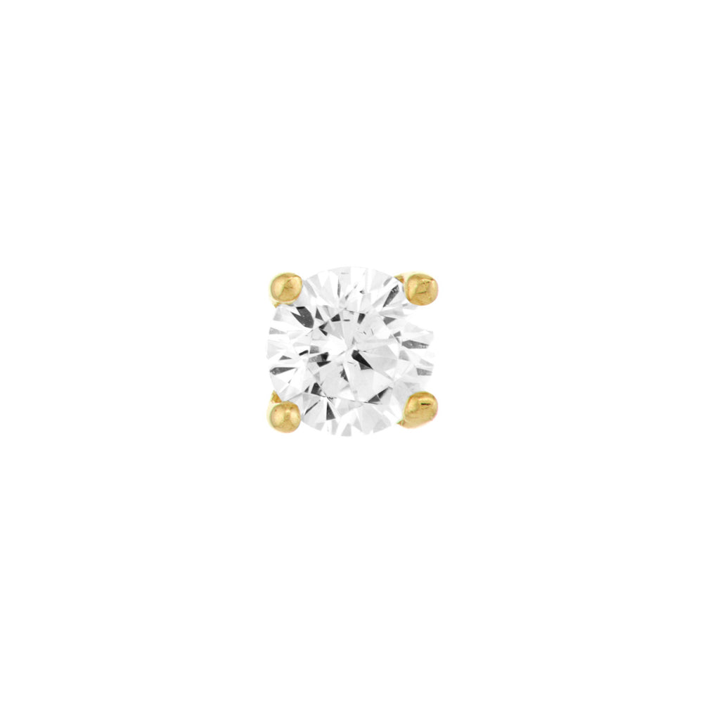 Lightweight 14k Yellow Gold Clear CZ Stud Earrings for Children