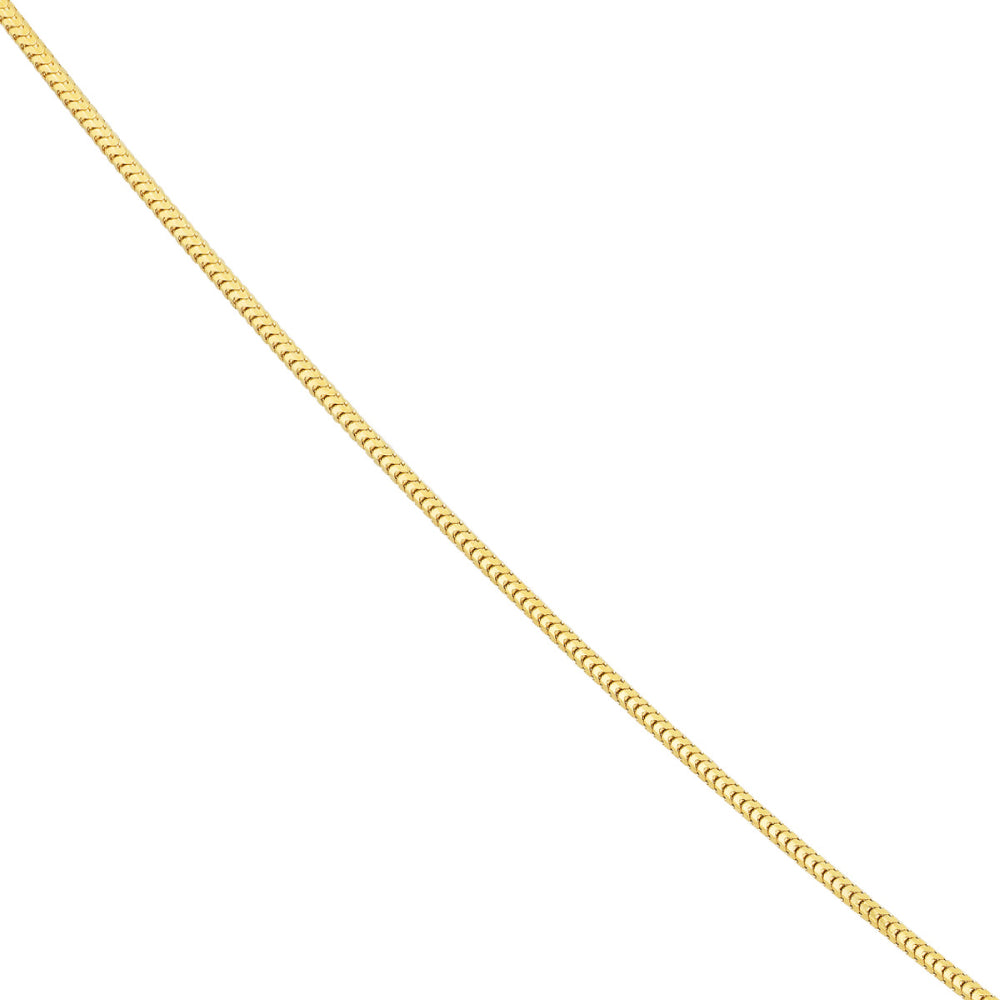 14k Yellow Gold Snake Round Chain Necklace with 1mm Width and 20-inch Lobster Clasp