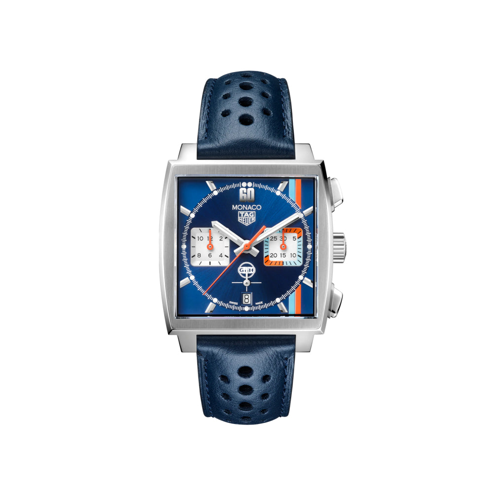 TAG Heuer Automatic Wristwatch - Monaco X Gulf Collection, 39mm Blue Dial