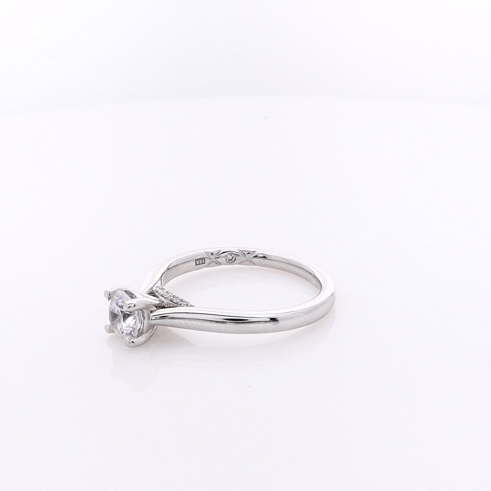 Estate A Jaffe Exquisite 18 Karat White Gold Single Cubic Zirconium and Diamond Under Gallery Engagement Ring