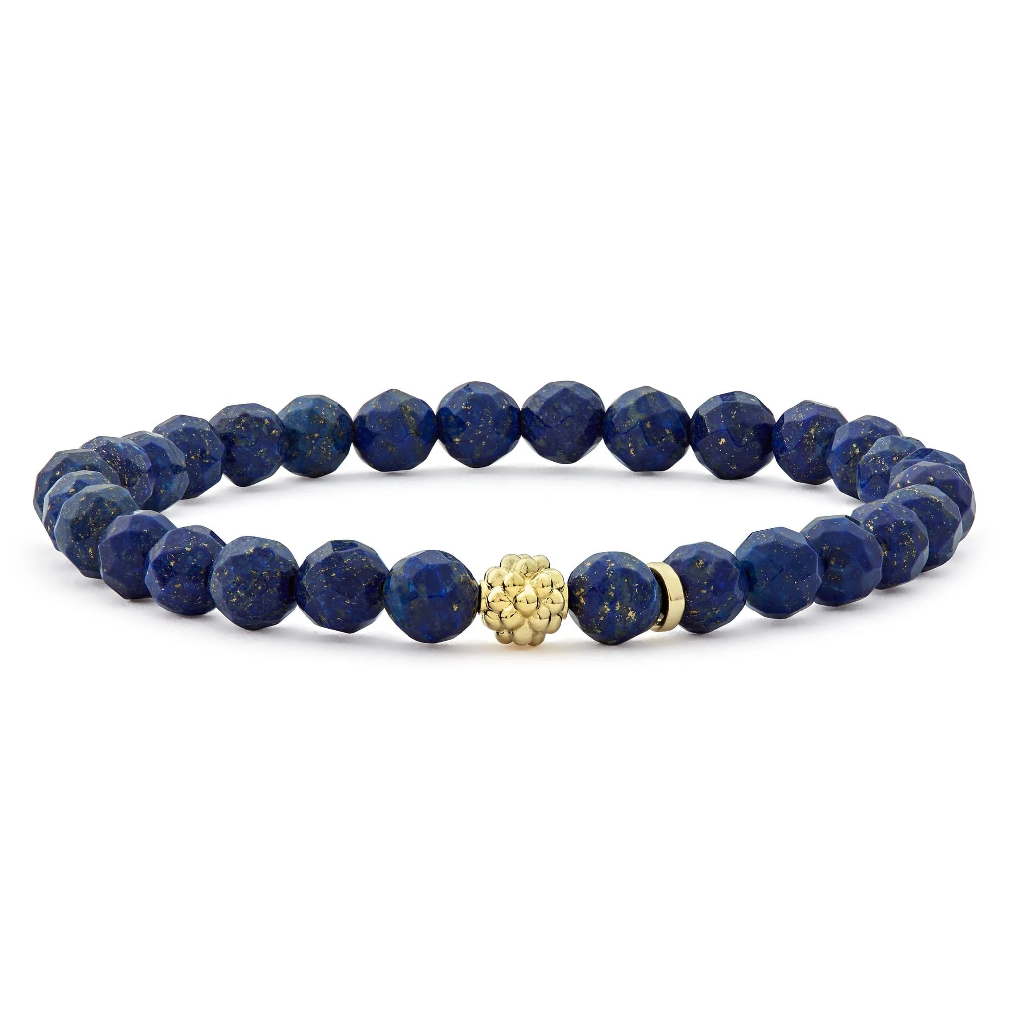 Lagos Lapis and 18k Gold Caviar Beaded Station Fashion Bracelet