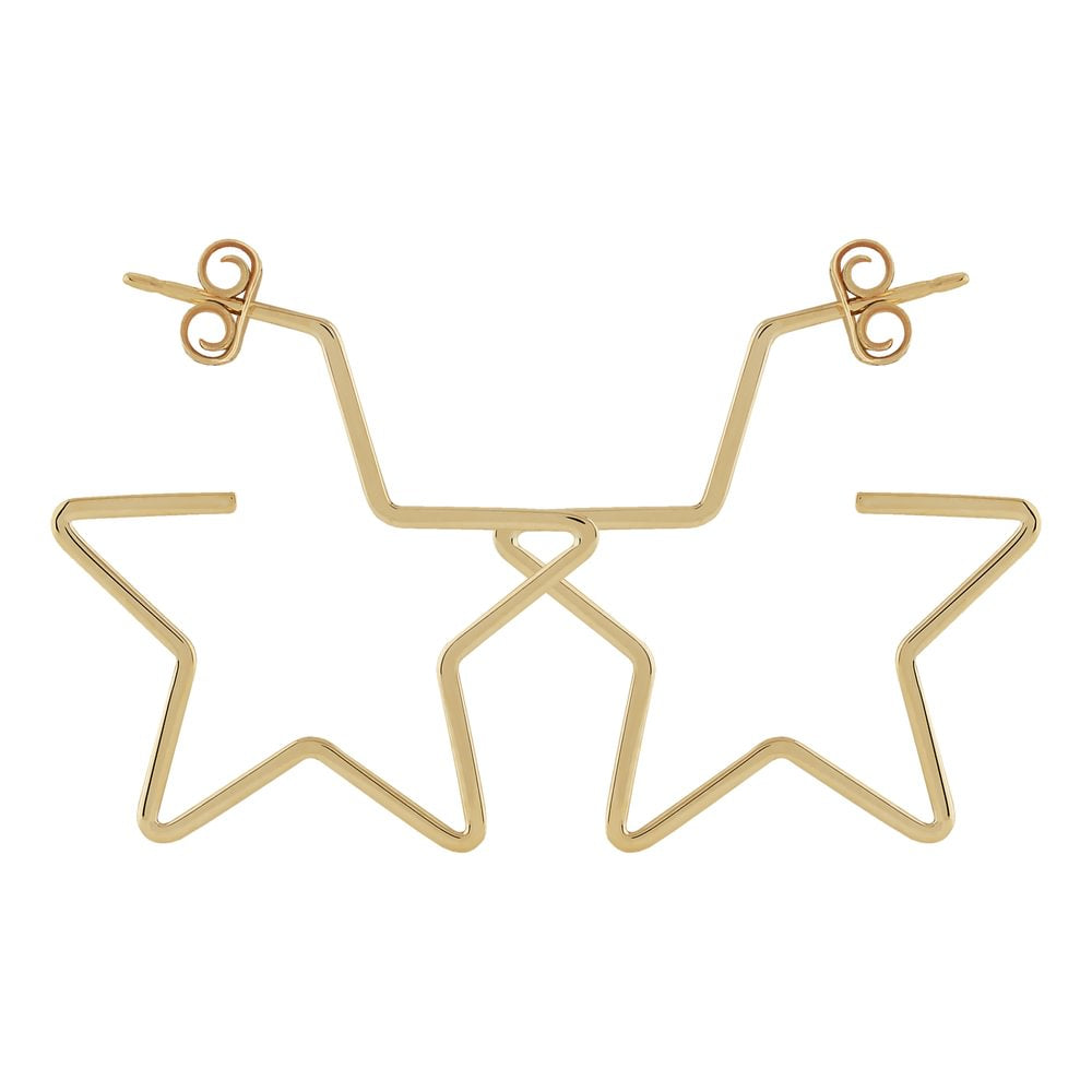 Gorgeous 14k Yellow Gold Star-Shaped Hoop Earrings for a Stunning Look