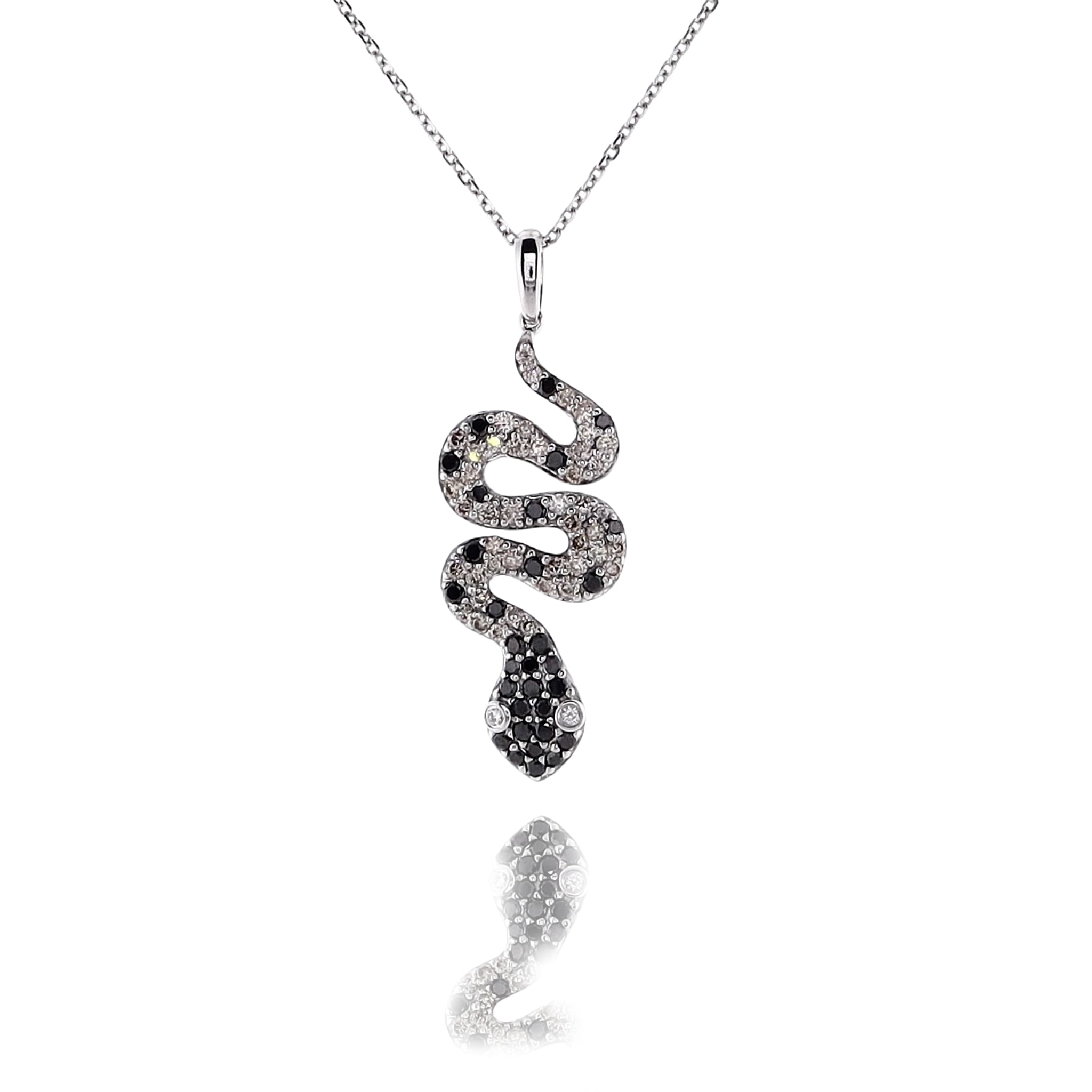 Exquisite Estate 14k White Gold Diamond Snake Design Pendant Necklace for Jewelry Lovers