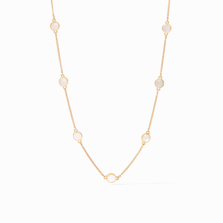 Julie Vos Valencia Exquisitely Delicate Mother of Pearl Station Necklace