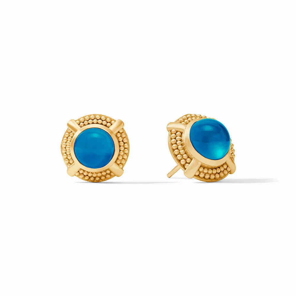 Julie Vos 24K Gold Plated Cabochon Stud Earrings with X Motif