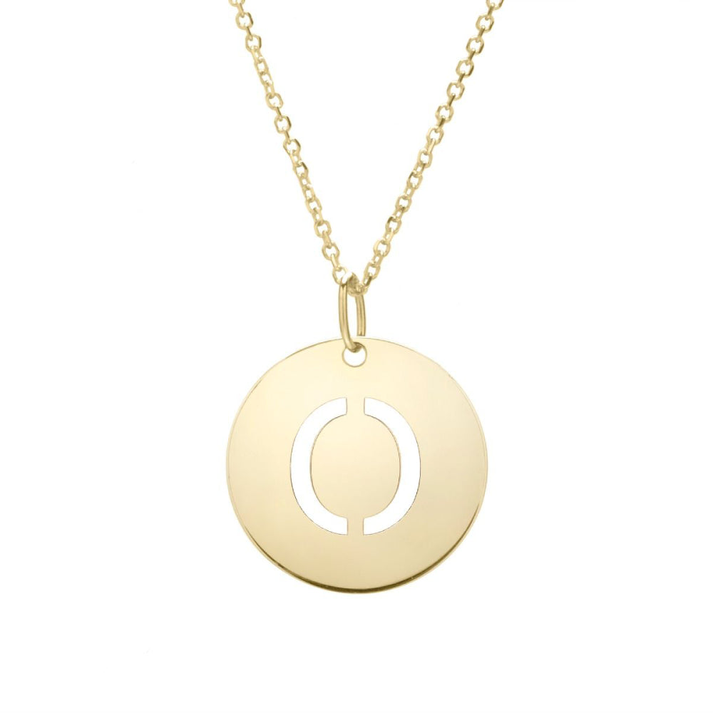 14k Gold Fashion Disc Pendant Initial Series - All Available Letters