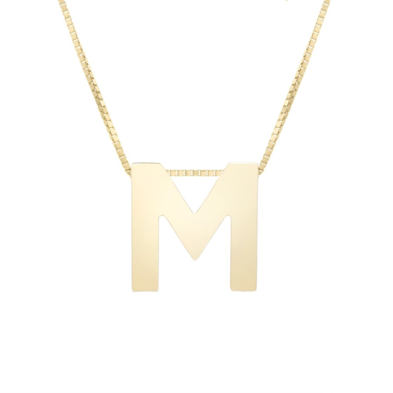 14K Gold Block Letter Initial Fashion Necklace - Available in ALL LETTERS