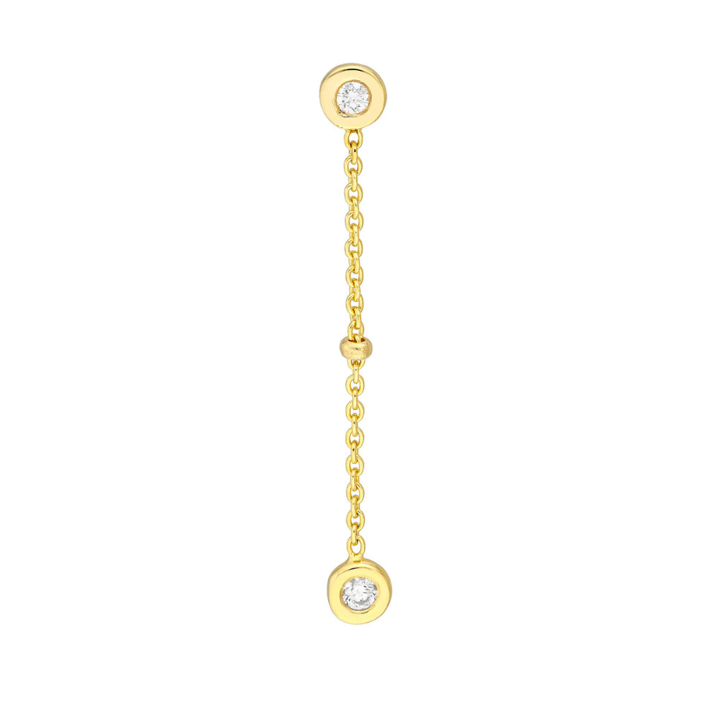 Gorgeous 14k Gold Drop Earrings Adorned with Diamond Bezels and Shining Beads