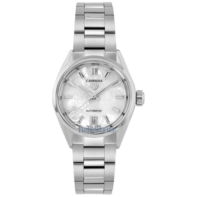 TAG Heuer 29mm Automatic Carrera Watch - White MOP Dial & Steel Band