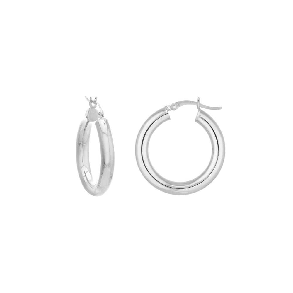 Gorgeous 14k White Gold Polished Hoop Earrings for Women