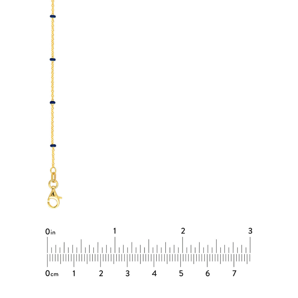 14k Yellow Gold Fashion Chain Adorned with Navy Blue Enamel Stations for Everyday Wear