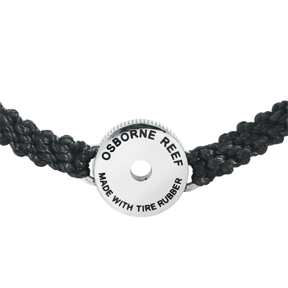 4Ocean Black Braided Bracelet with Osborne Reef Tire Crumb Bezel