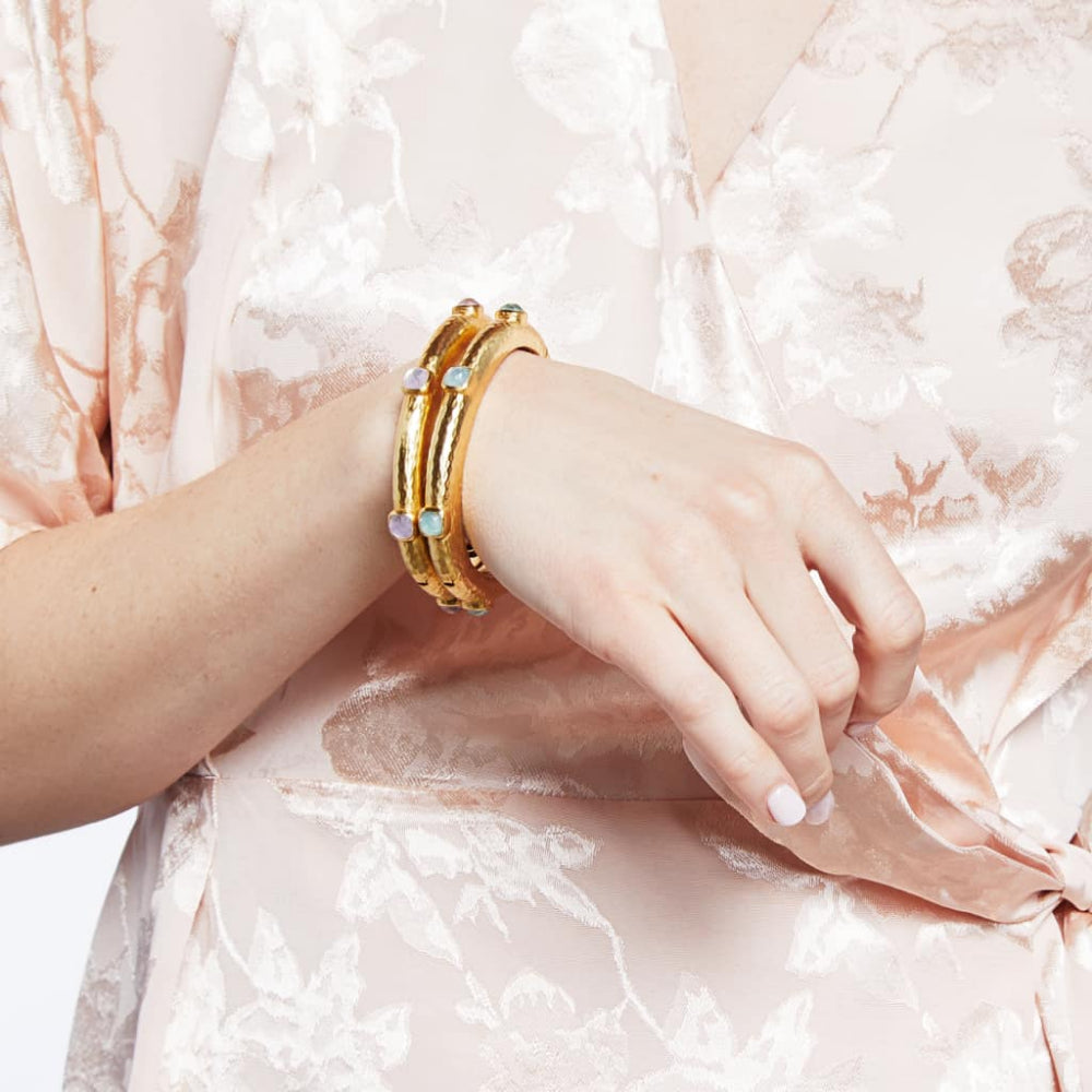 Julie Vos Catalina Hinge Bangle Jewelry - Imported Gemstone and Mother of Pearl Design
