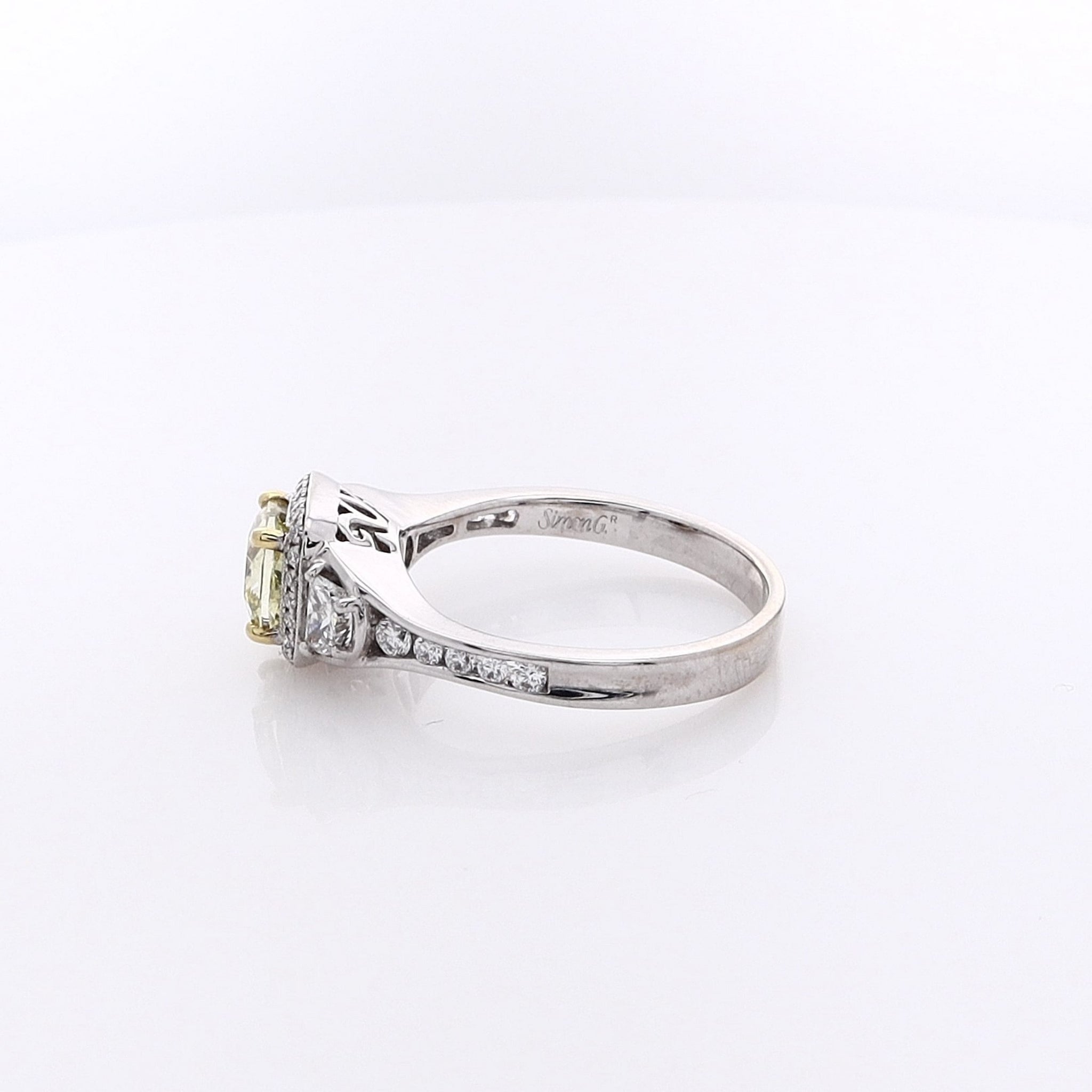 Simon G 18K Two-Tone Cushion Diamond Engagement Ring with GIA Cert