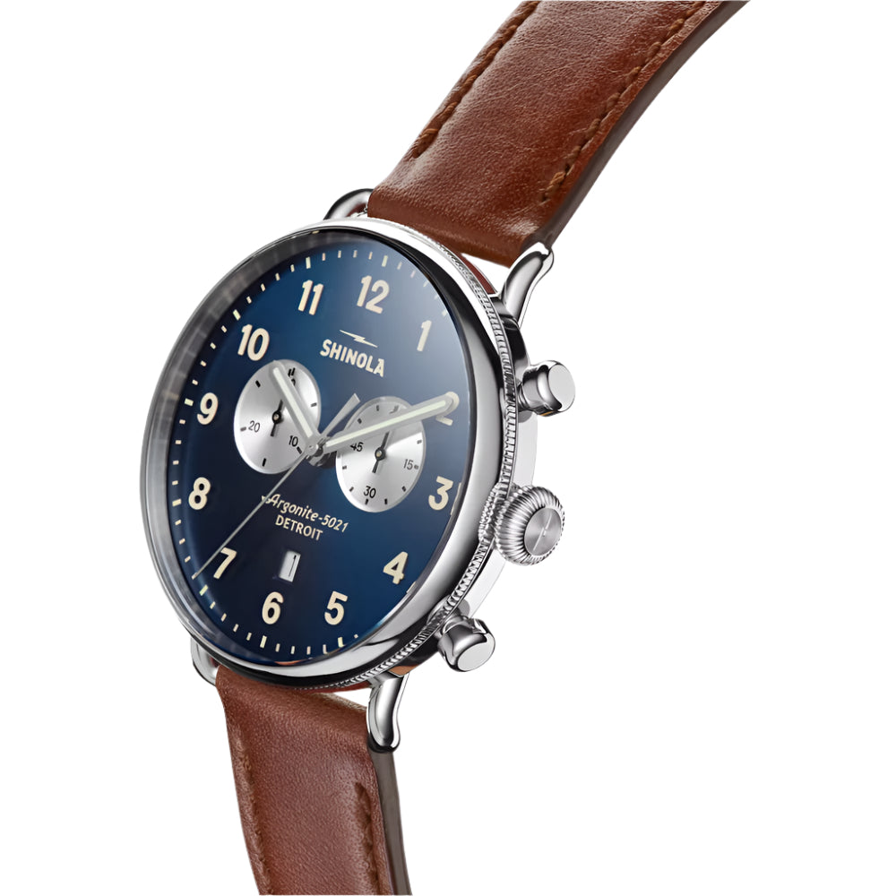 Shinola The Canfield 43mm Quartz Chronograph Wristwatch with a Modern Take on Classic Design