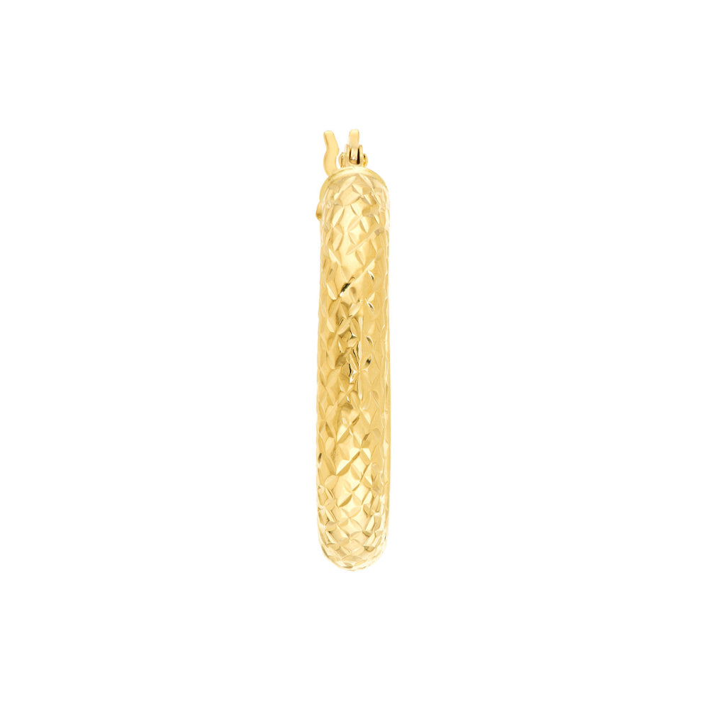 Sparkling 14k Gold Diamond-Cut Hoop Earrings for Shining Looks