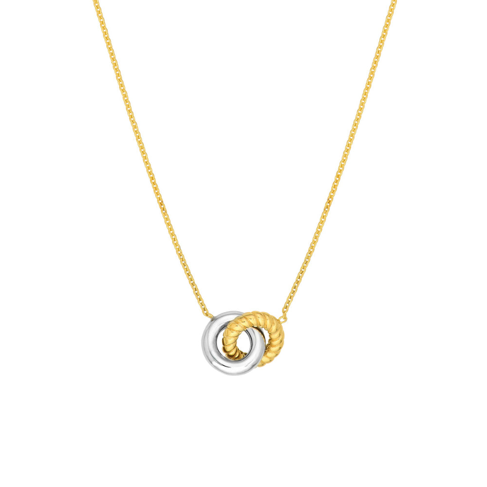 14k Gold Two-Tone Interlocking Circle Women's Necklace for Elegant Style