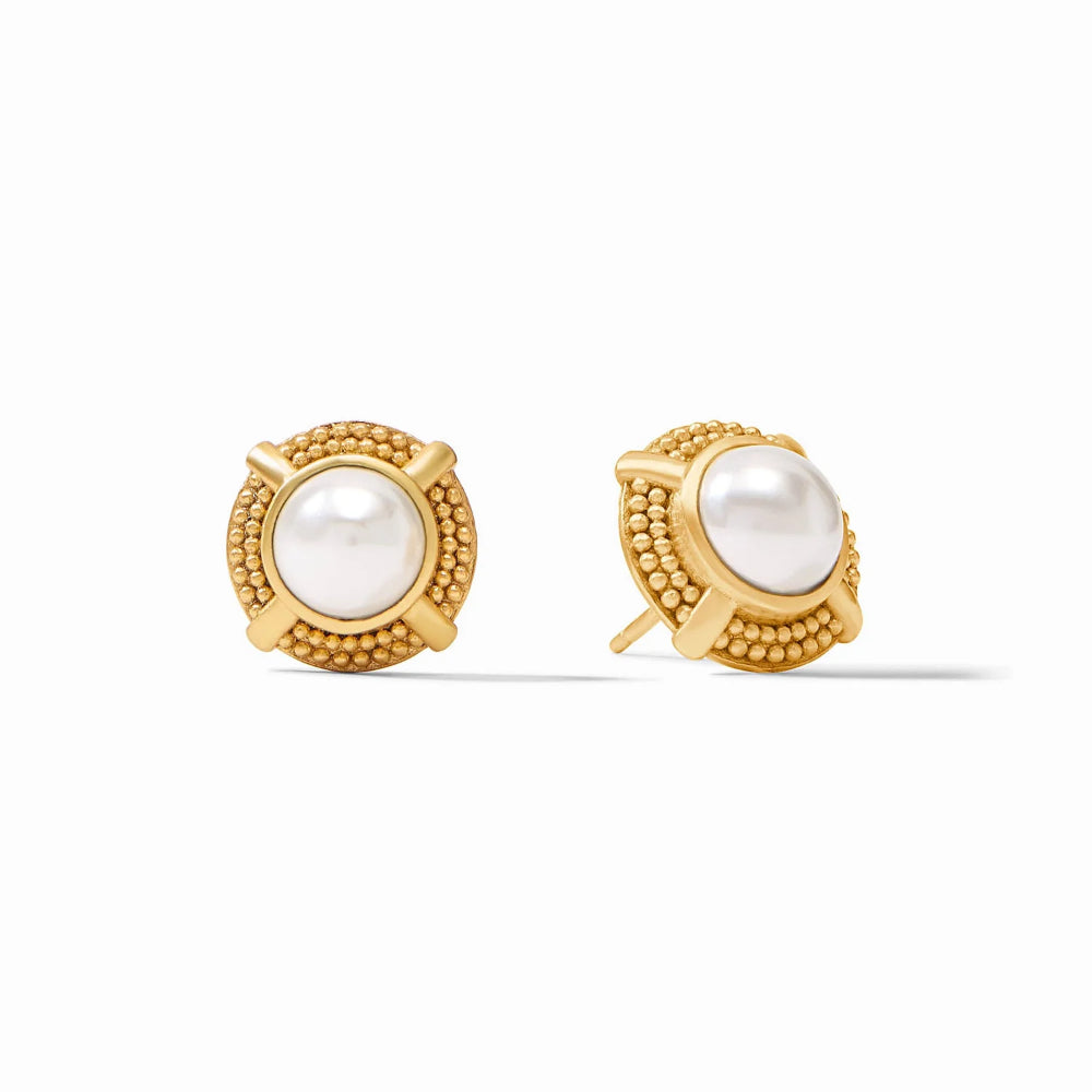 Julie Vos 24K Gold Plated Cabochon Stud Earrings with X Motif