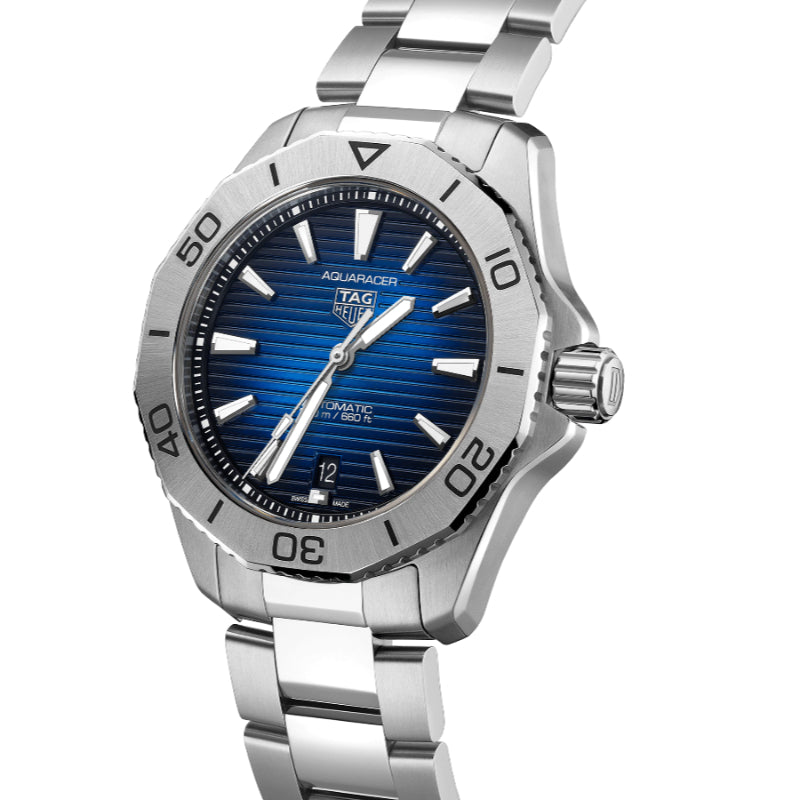 TAG Heuer Men's Luxury Automatic Aquaracer Professional 200 Date Watch with 40mm Blue Dial and Steel Strap