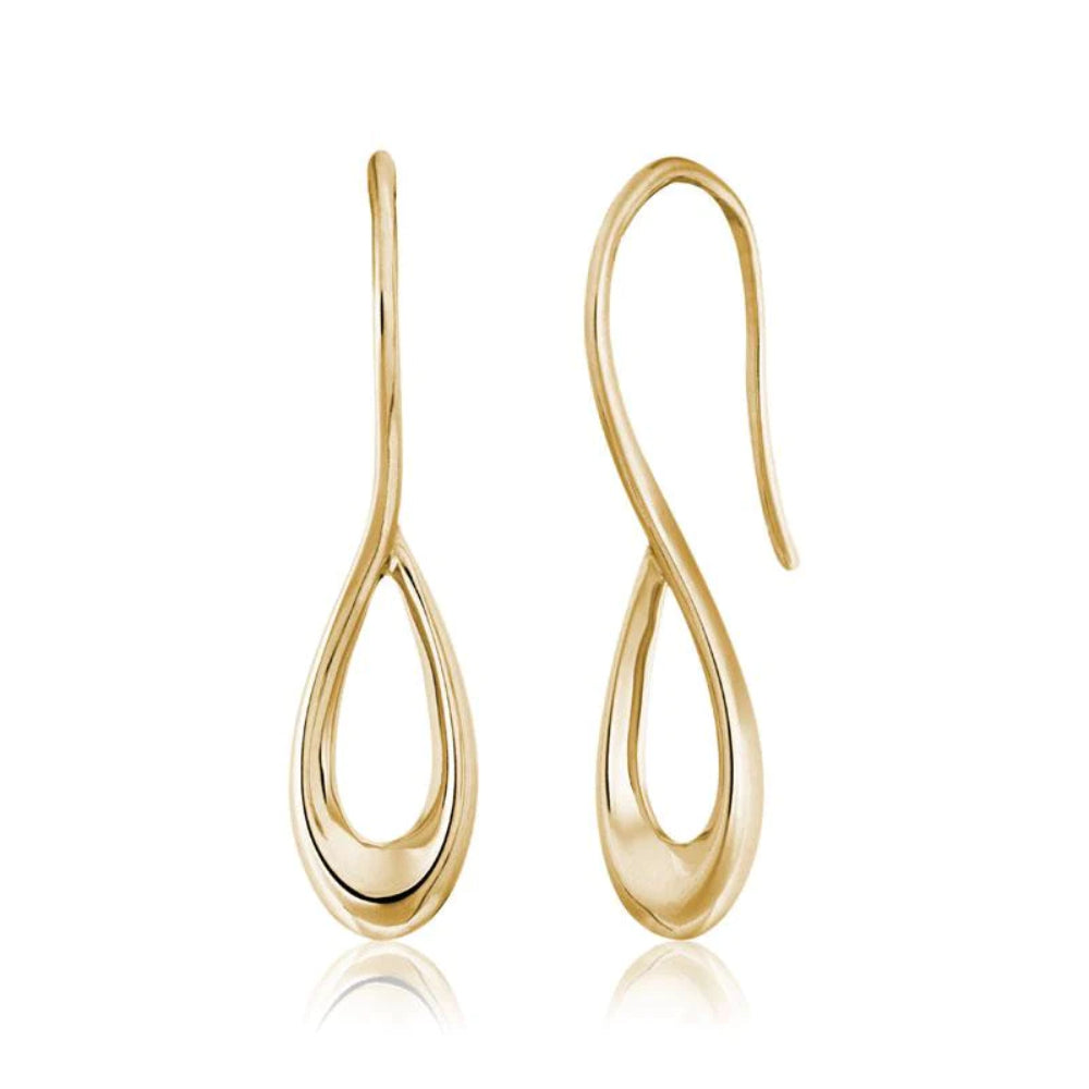 14k Yellow Gold Delicate Small Pear - Cypress Drop Earrings