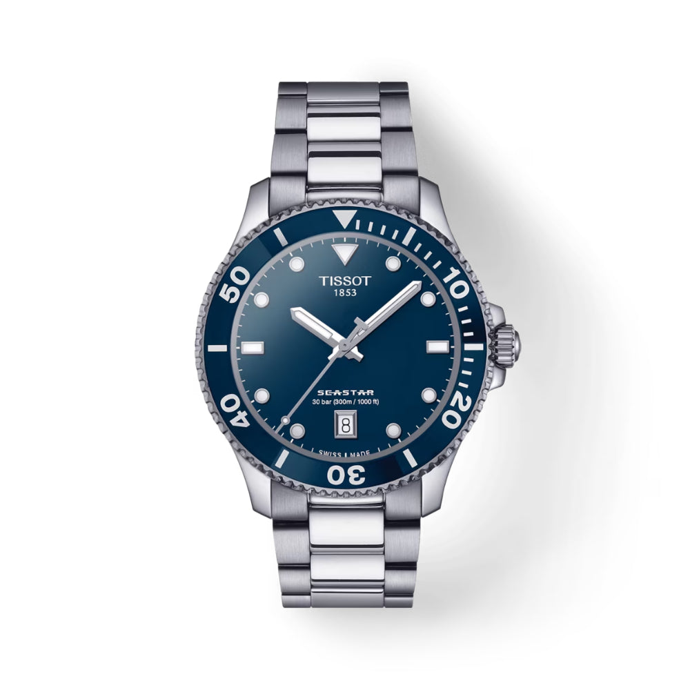 Tissot 40mm Blue Dial Quartz Seastar 1000 Stylish Watch