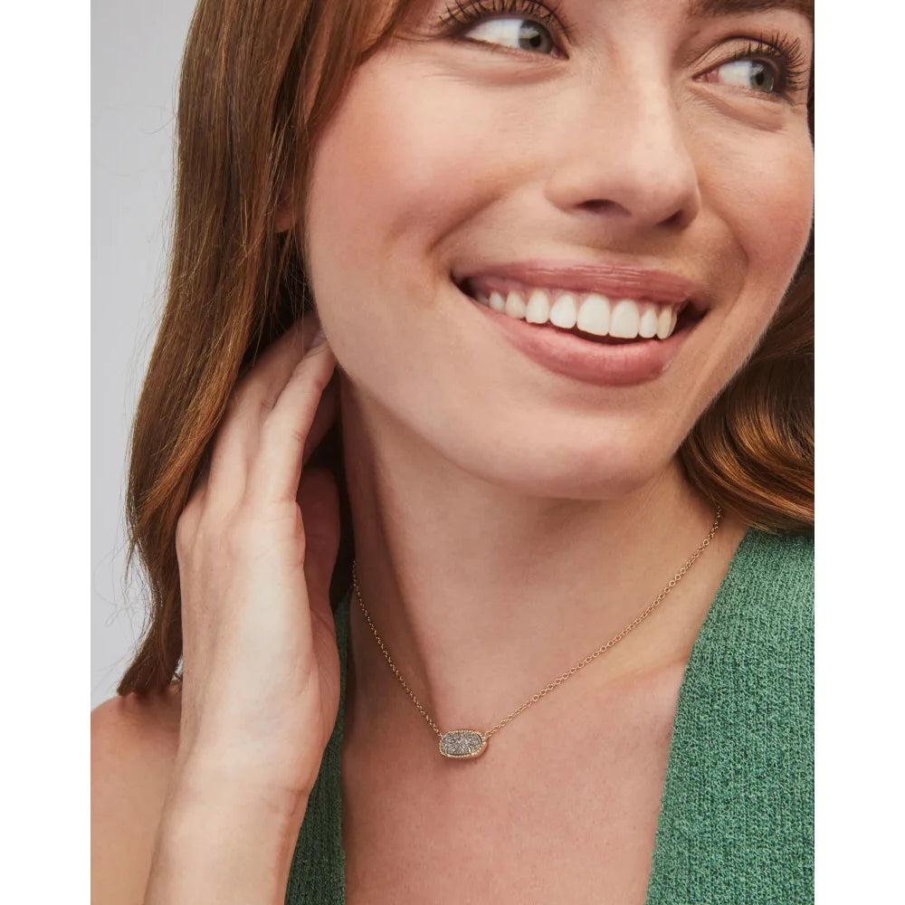 Kendra Scott's Elegant Platinum Drusy Elisa Pendant Necklace