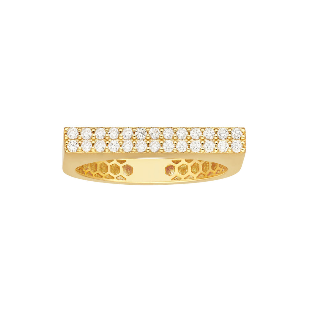 14k Gold Bar Ring Adorned with 1/4tcw Diamonds for a Glamorous Look