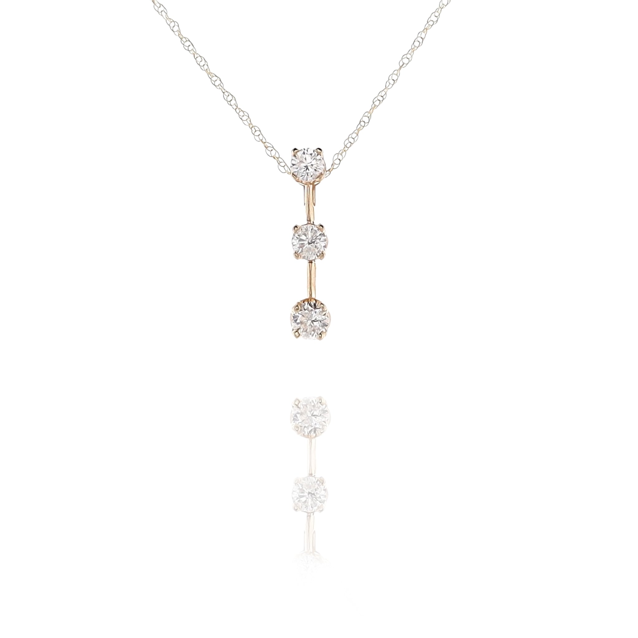 14 Karat Estate Yellow Gold Sticks and Stones Pattern Diamond Pendant Necklace for Women