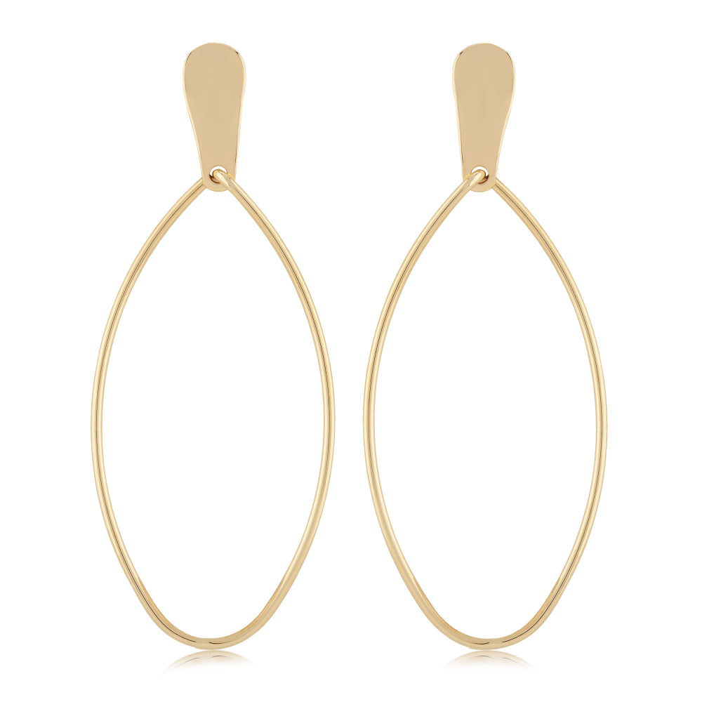 Exquisite 14k Yellow Gold Oval Drop Earrings for Timeless Style