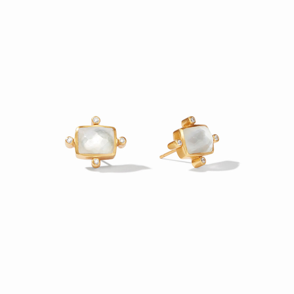 Julie Vos Clara Rose Cut Glass Stud Earrings with Brilliant CZ