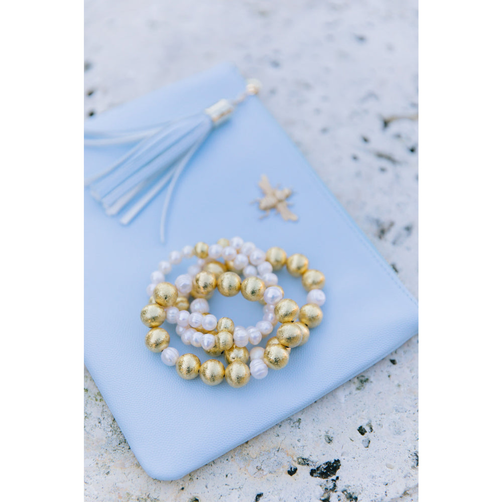 Lisi Lerch Georgia Style Freshwater Pearl and Gold-Tone Beaded Fashion Bracelet with 10mm Pearls