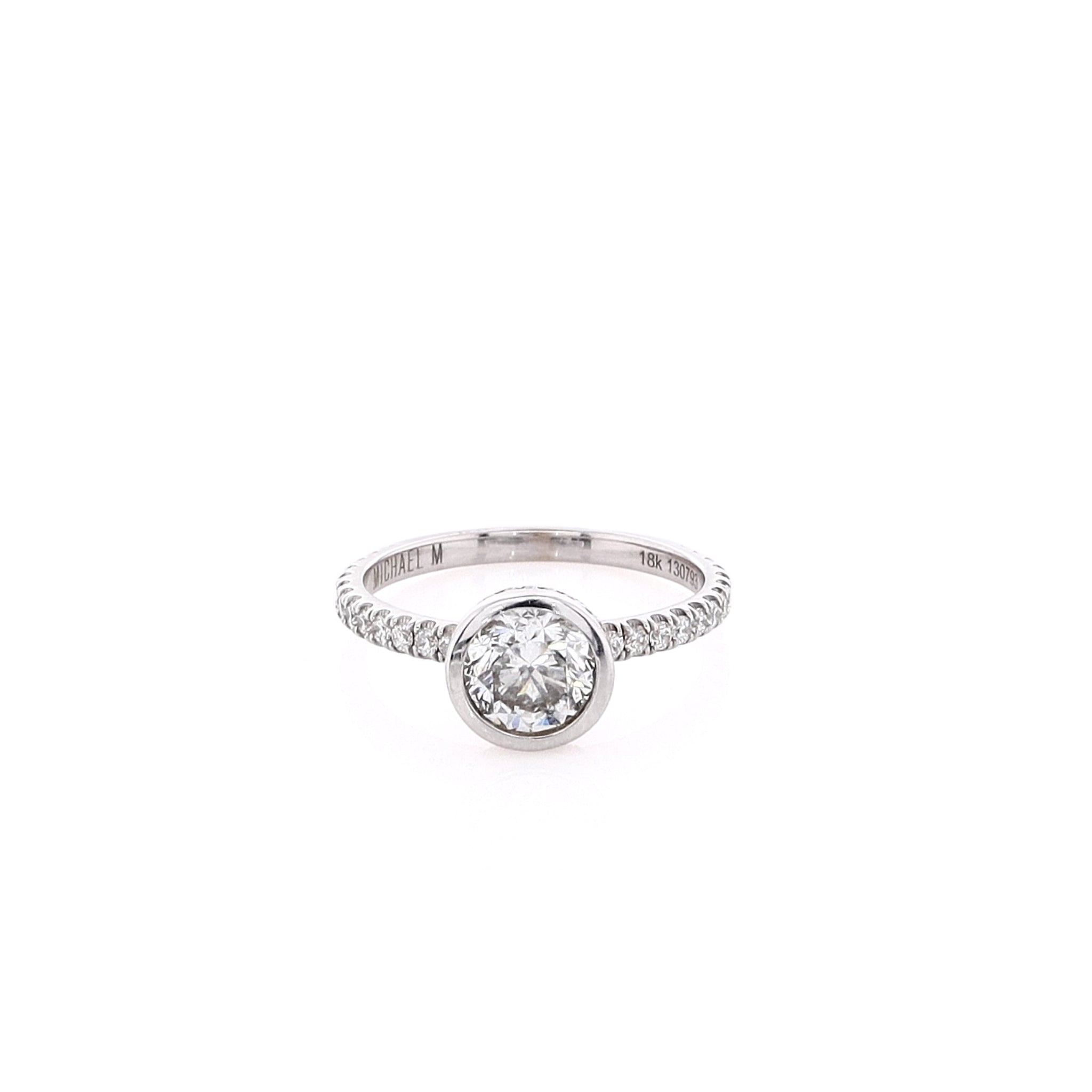 Elegant 18 Karat White Gold Diamond Engagement Ring by Estate Michael M