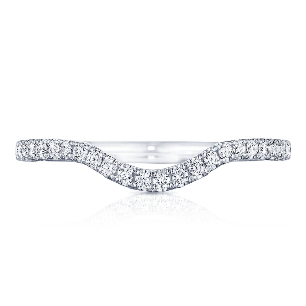Tacori 18k Petite Crescent Right Curve French Pavé Diamond Wedding Band