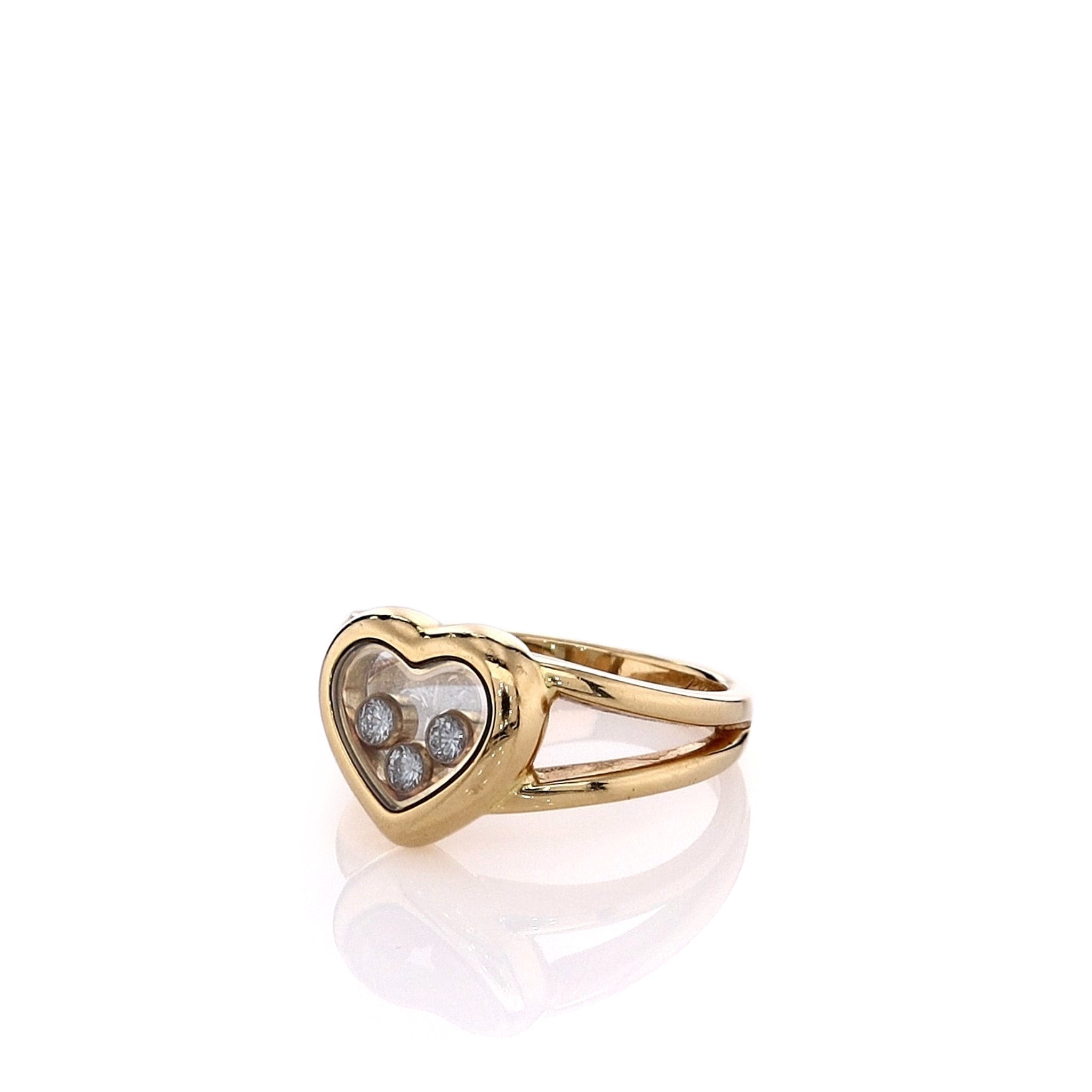 Chopard Estate 18k Yellow Gold Happy Heart Ring with Diamonds