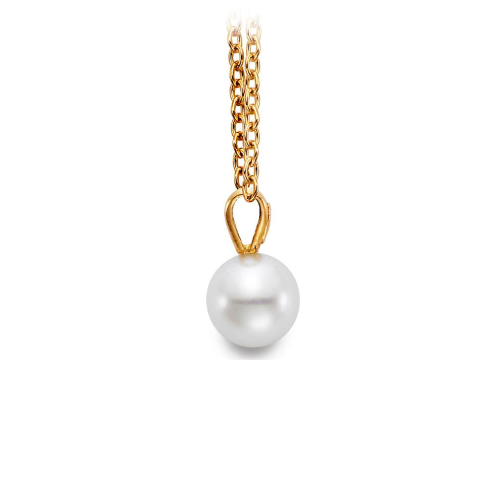 14k Gold Adjustable Akoya Pearl Pendant Necklace, 6.5 - 7mm