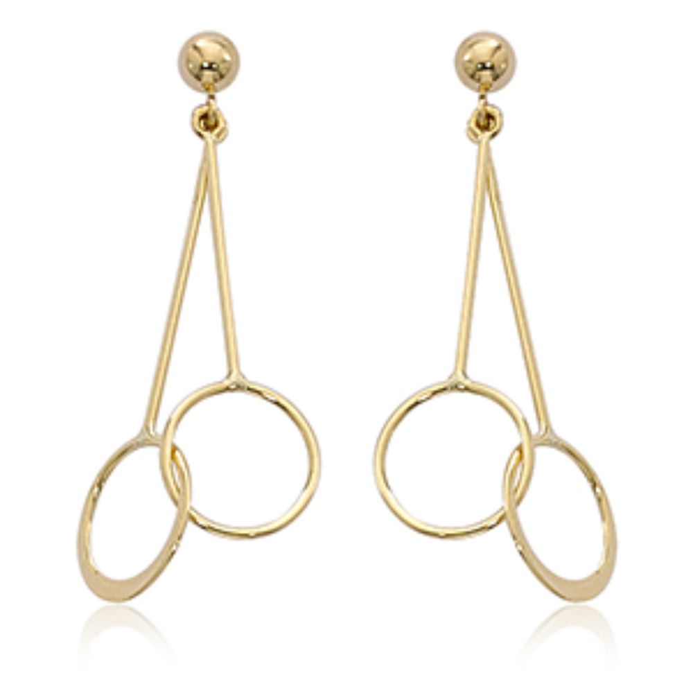 Exquisite 14k Gold Mini Circular Drop Earrings for Fashion Enthusiasts