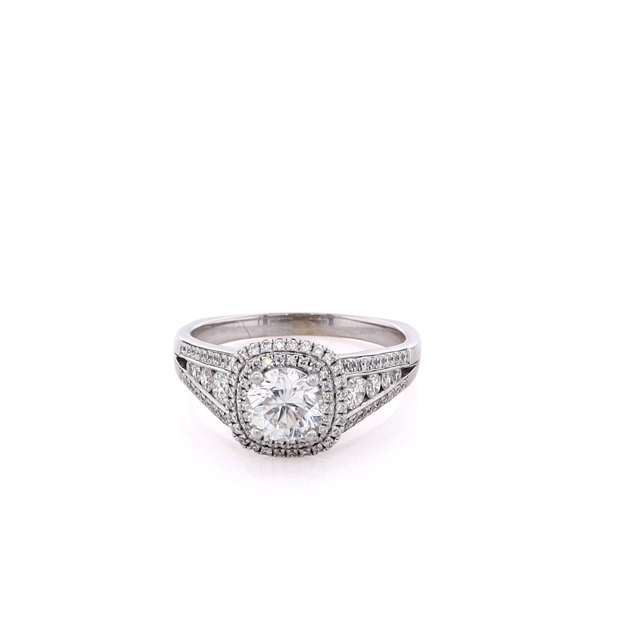Stunning 18 Karat White Gold Double Halo Diamond Engagement Ring