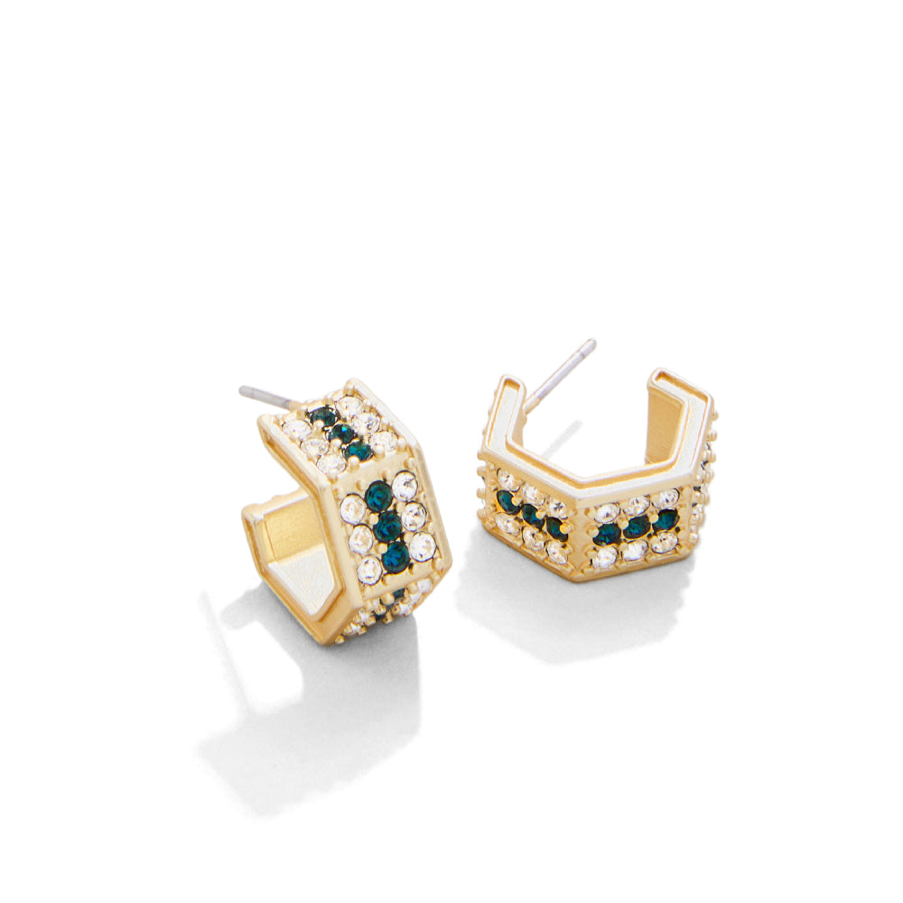 Exquisite 18kt Gold Plated Crystal Spartan Watson Hoop Earrings
