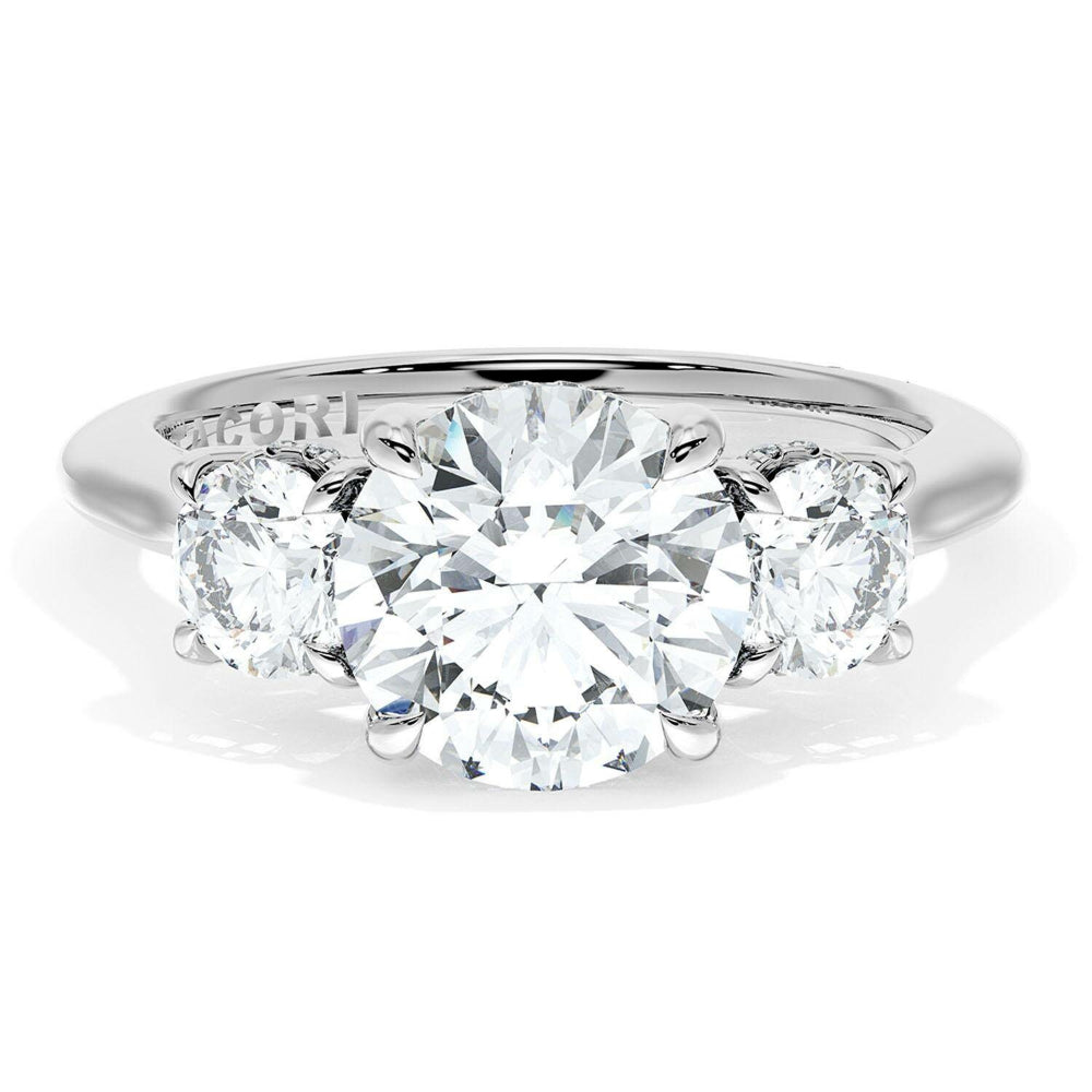 Tacori Platinum Round 3-Stone Engagement Ring from Founder's Collection