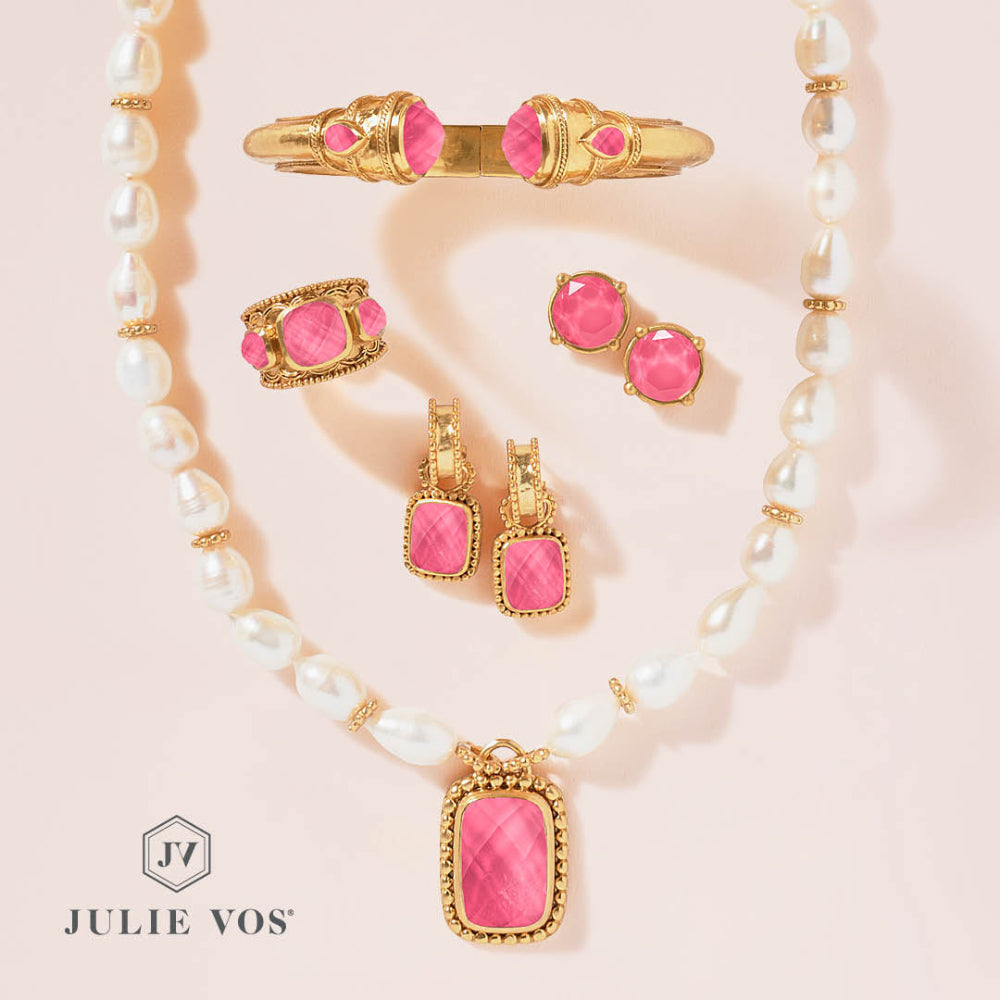 Julie Vos Honey-Style Stud Earrings with Sparkling Gemstone