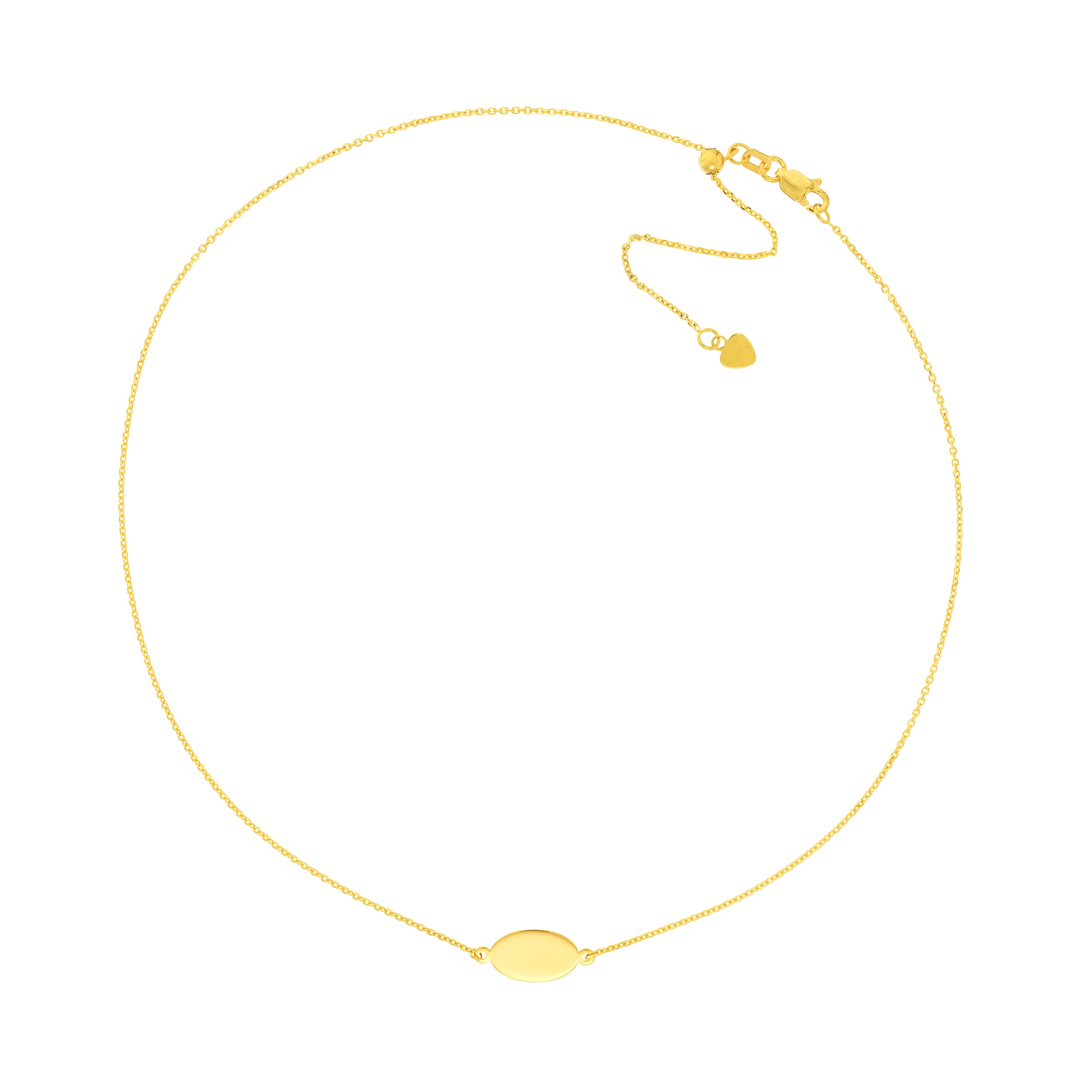 Engravable 14k Yellow Gold Oval Pendant Necklace for Everyday Wear