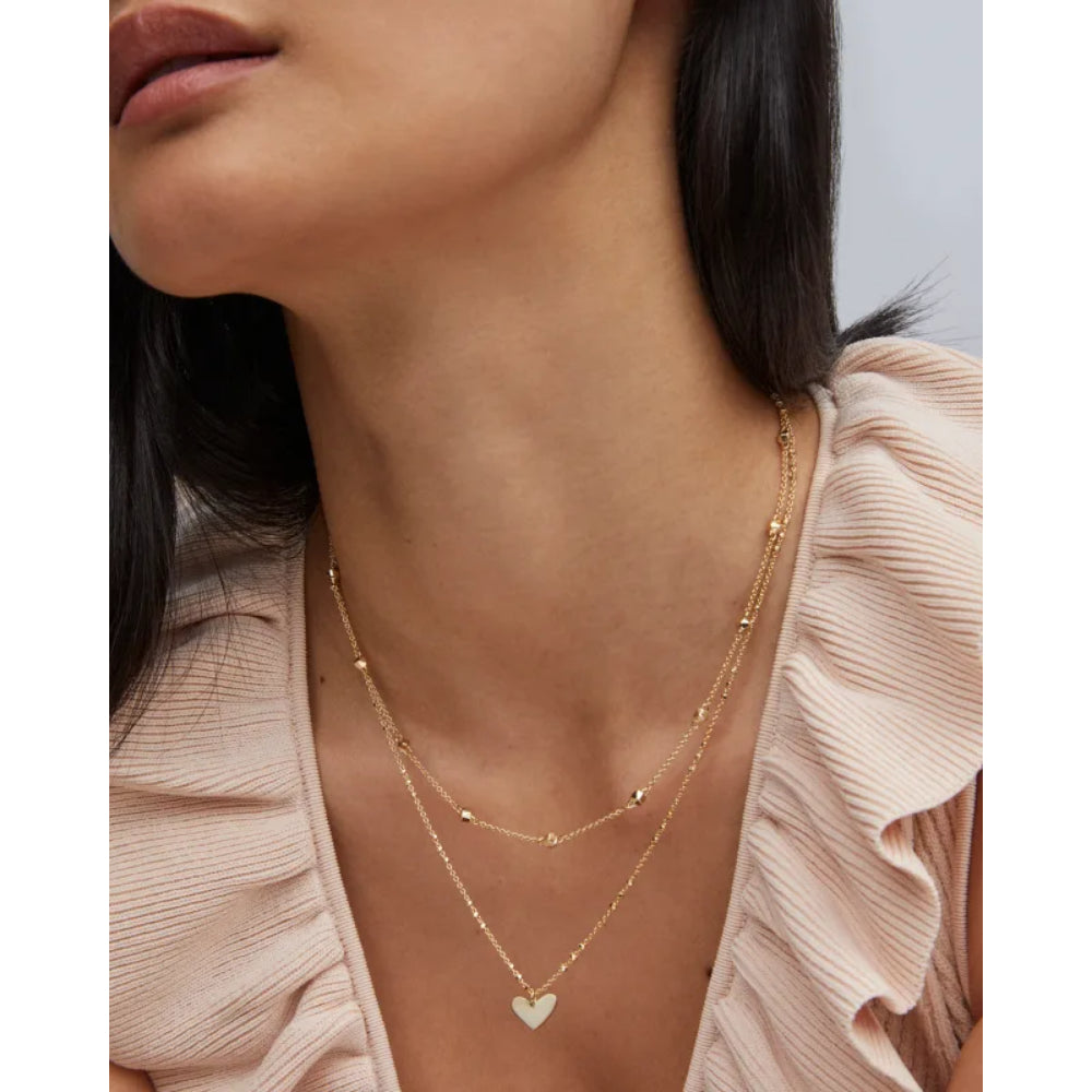 Kendra Scott Gold Plated Ari Heart Design Multi - Strand Necklace for Layered Styling