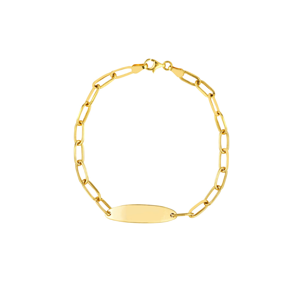 14k Yellow Gold Oval Link Identification Bracelet for Stylish Adornment